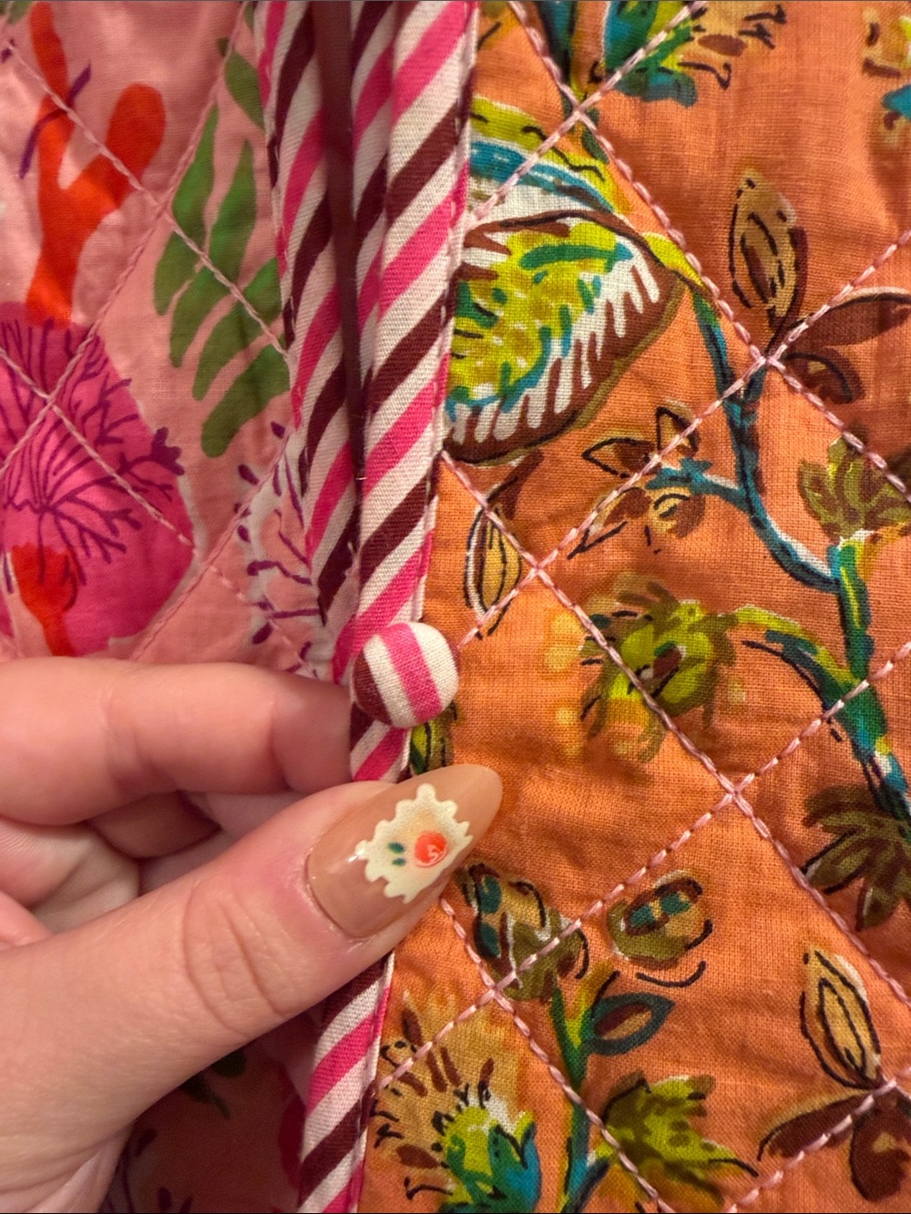 NWTS THML Pink & Orange Quilted Floral Jacket - Picture 6 of 8
